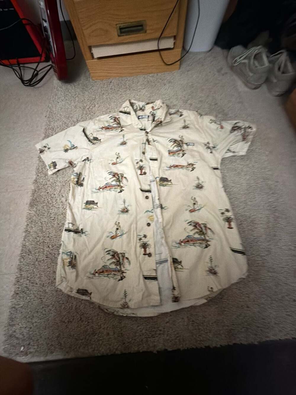 Salty Crew Short Sleeve Button Hawaiian Shirt Tropical Beach Print Mens Size L